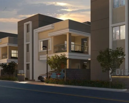 Elegant living room with blue ottoman